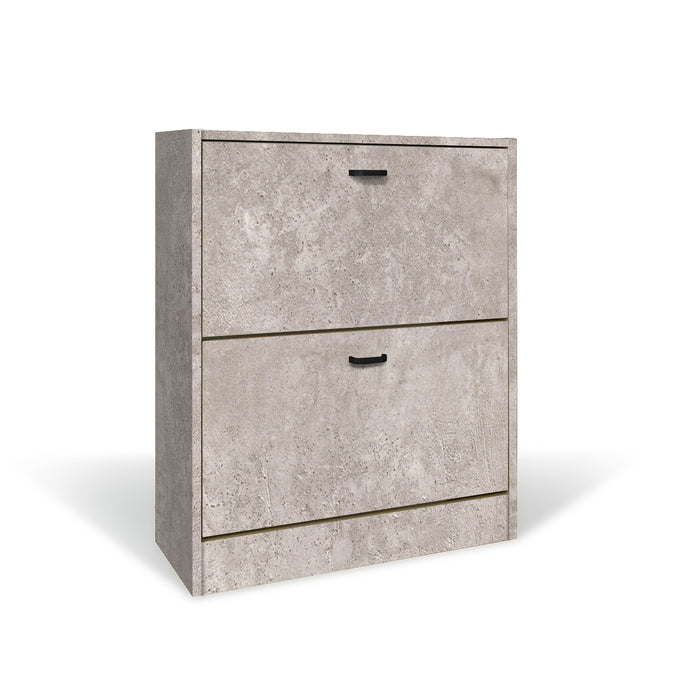 Scarpiera in Legno 2 Ante colore Cemento Mobiletto 12 Paia 63x24x80H cm