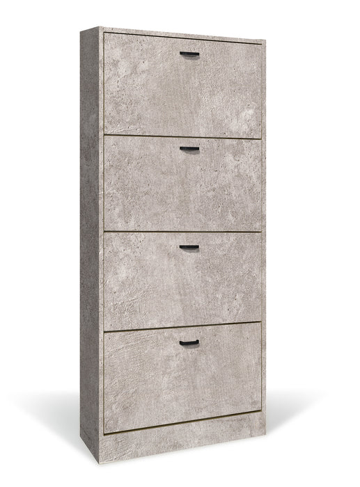 Scarpiera in Legno 4 Ante colore Cemento Mobiletto 24 Paia 63x24x150H cm