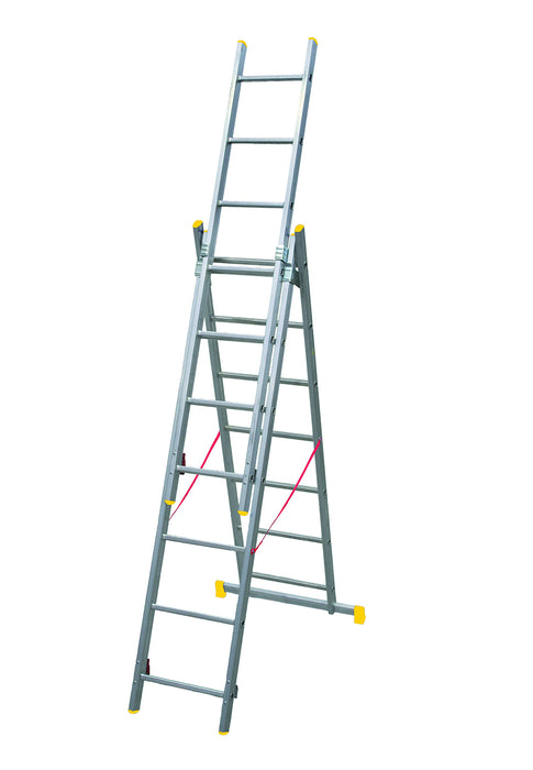 Scala Trasformabile tripla 3 Elementi da 7 a 11 Gradini fino a 8 metri di altezza con barra stabilizzatrice