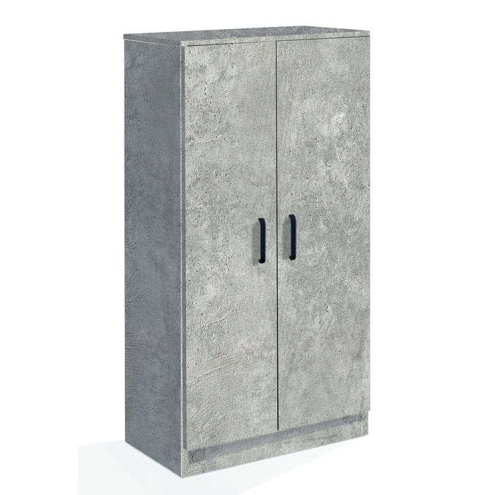 Mobile Armadio Multiuso in Legno 2 Ante 6 Ripiani colore Cemento 55x36x108H cm