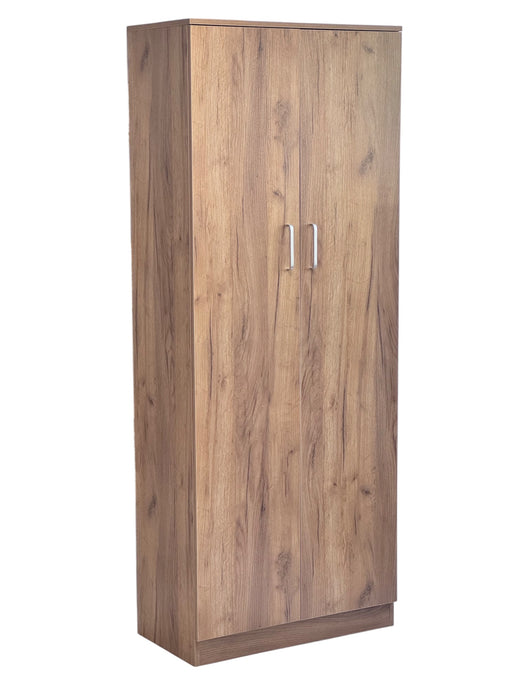 Armadio Multiuso in Legno Melaminico 2 Ante Chiusura Rallentata 5 Ripiani P38xL71x182H cm