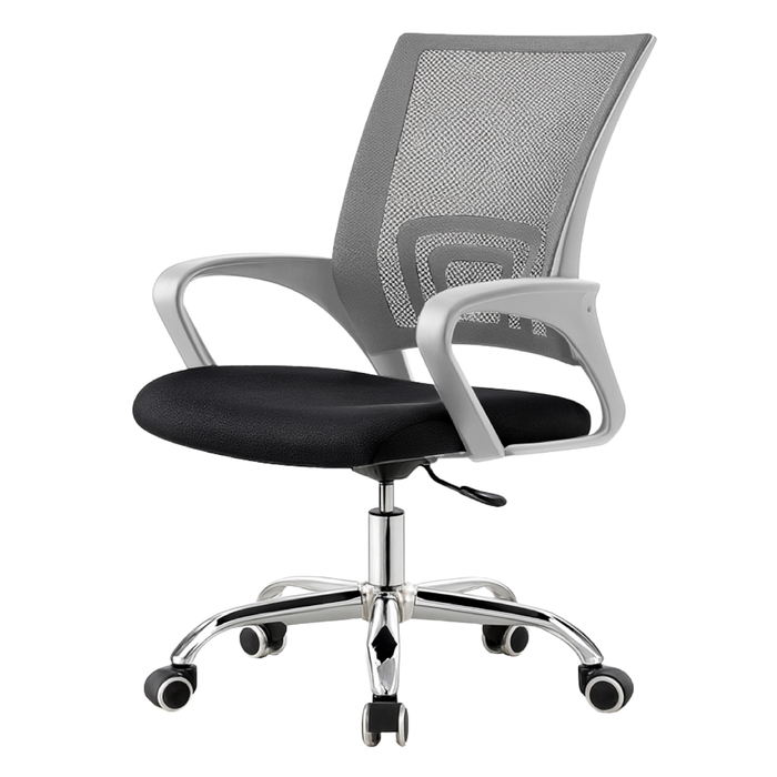 Sedia Ufficio Ergonomica con Schienale in Rete Traspirante, Seduta Imbottita in Tessuto Altezza Regolabile Base Cromata