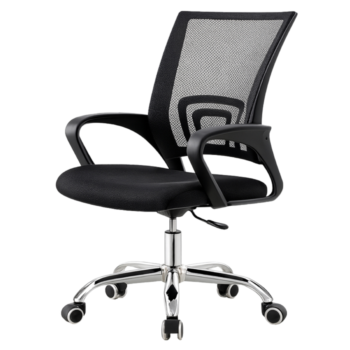 Sedia Ufficio Ergonomica con Schienale in Rete Traspirante, Seduta Imbottita in Tessuto Altezza Regolabile Base Cromata