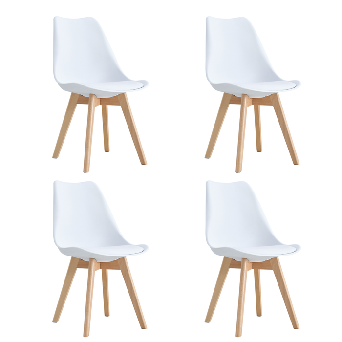 Set 4 sedie da cucina in Polipropilene con gambe in legno e cuscino in pelle PU Design ergonomico