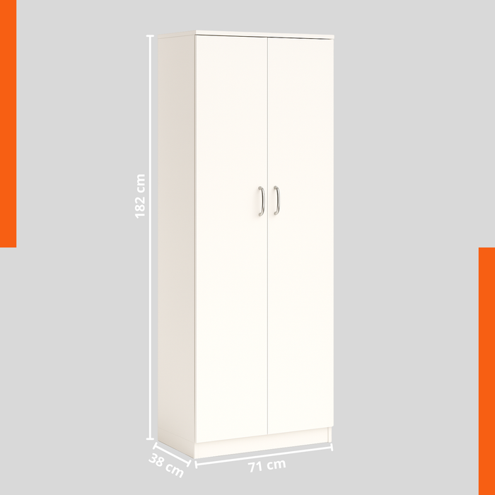 Armadio Multiuso in Legno Melaminico 2 Ante Chiusura Rallentata 5 Ripiani P38xL71x182H cm