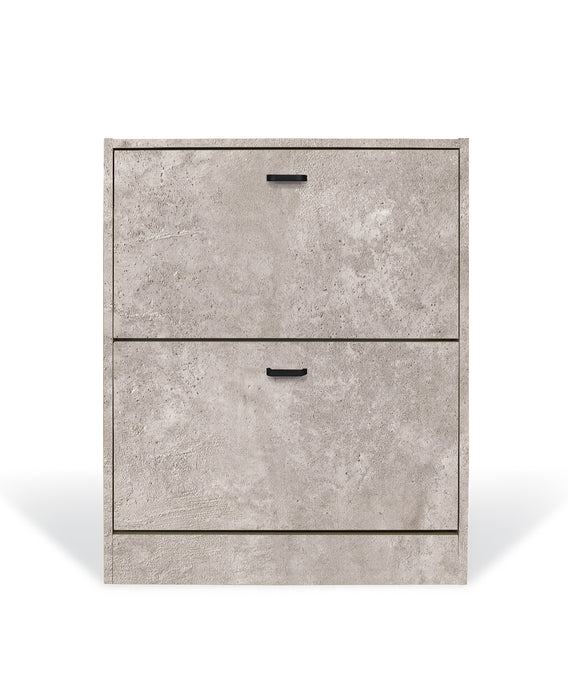 Scarpiera in Legno 2 Ante colore Cemento Mobiletto 12 Paia 63x24x80H cm