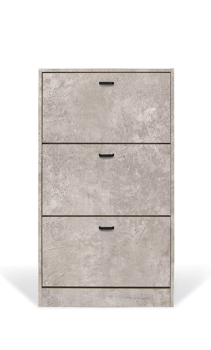 Scarpiera in Legno 3 Ante colore Cemento Mobiletto 18 Paia 63x24x115H cm