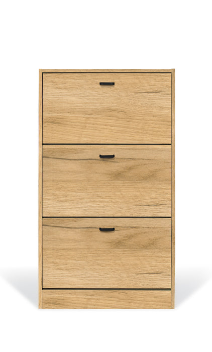 Scarpiera in Legno 3 Ante colore ROVERE Nodato Mobiletto 18 Paia 63x24x115H cm