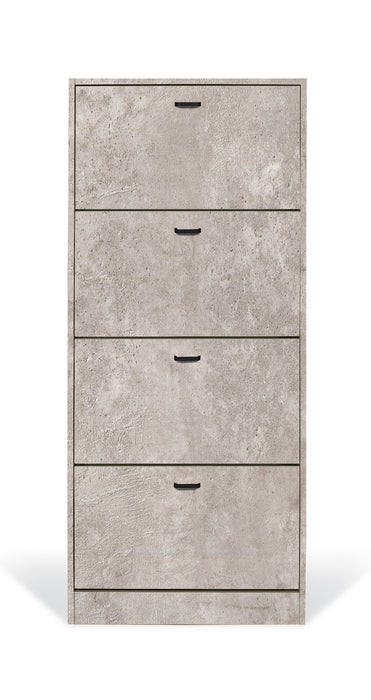 Scarpiera in Legno 4 Ante colore Cemento Mobiletto 24 Paia 63x24x150H cm