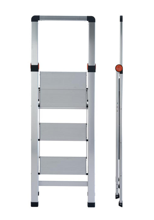 Sgabello Scala Salvaspazio in Alluminio con Gradini Antiscivolo Leggero e Sottile Portata 150 kg