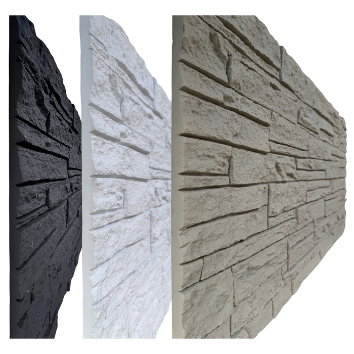 Set 4 pezzi Pannelli a muro 3D in poliuretano effetto pietra 120x60x2,5 cm resistente umidità