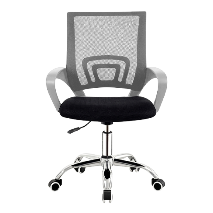 Sedia Ufficio Ergonomica con Schienale in Rete Traspirante, Seduta Imbottita in Tessuto Altezza Regolabile Base Cromata