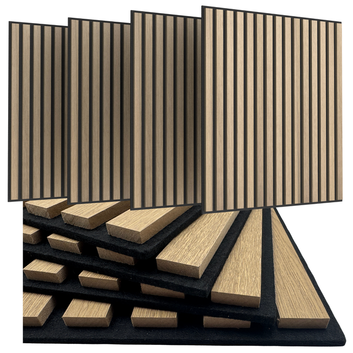 Pannello Fonoassorbente, Doghe in MDF, 60x60 cm, Rivestimento murale Isolamento acustico