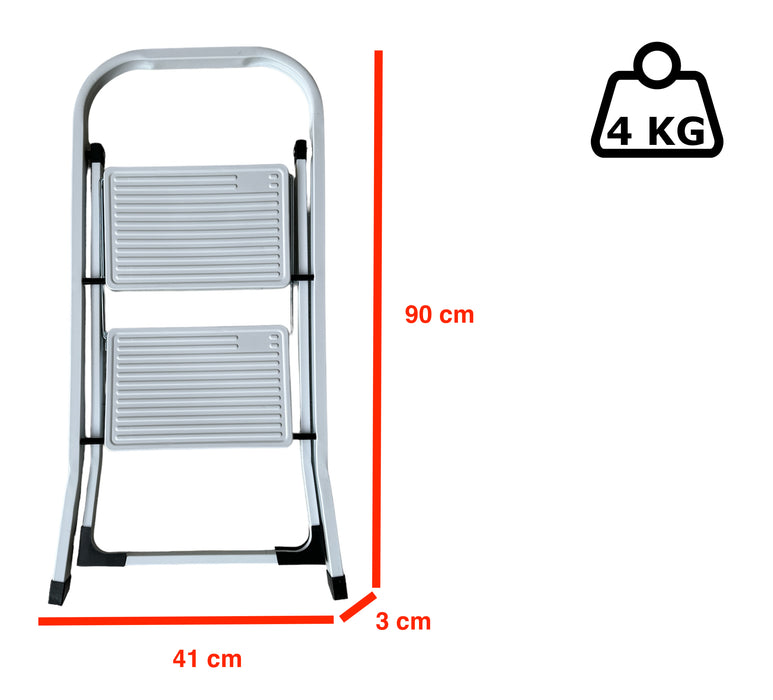 Sgabello Scala Domestica pieghevole in acciaio salvaspazio antiscivolo con gradini spaziosi