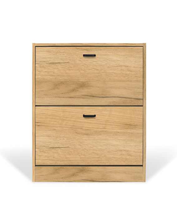 Scarpiera in Legno 2 Ante colore Rovere Nodato Mobiletto 12 Paia 63x24x80H cm