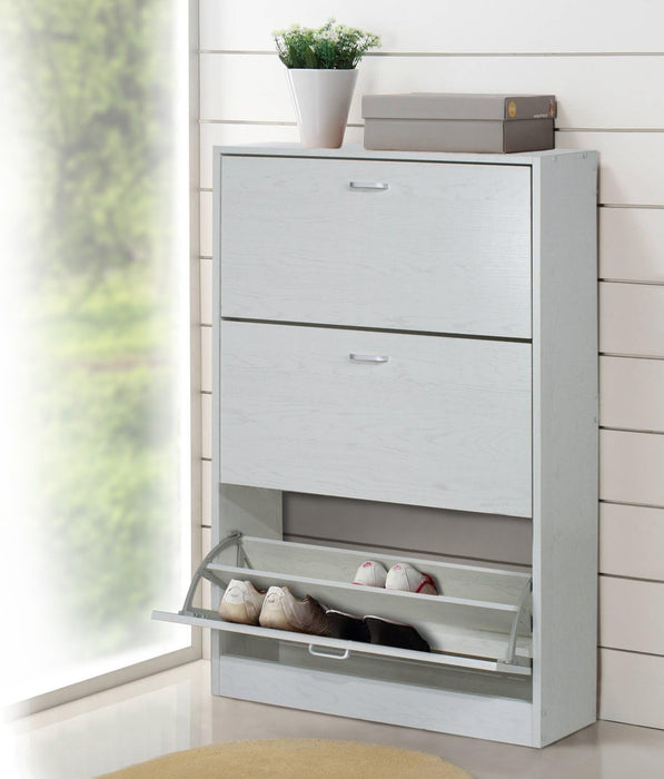 Scarpiera in Legno 3 Ante colore Bianco Nordico Mobiletto 18 Paia 63x24x115H cm