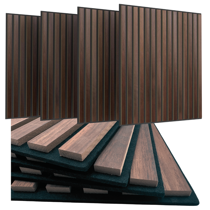 Pannello Fonoassorbente, Doghe in MDF, 60x60 cm, Rivestimento murale Isolamento acustico
