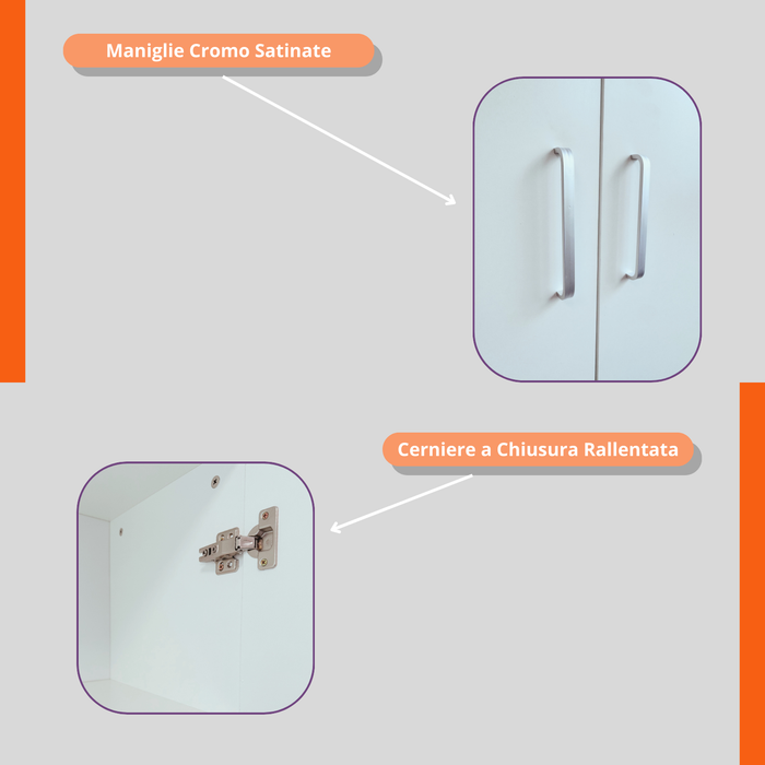 Armadio Multiuso in Legno Melaminico 2 Ante Chiusura Rallentata 5 Ripiani P38xL71x182H cm