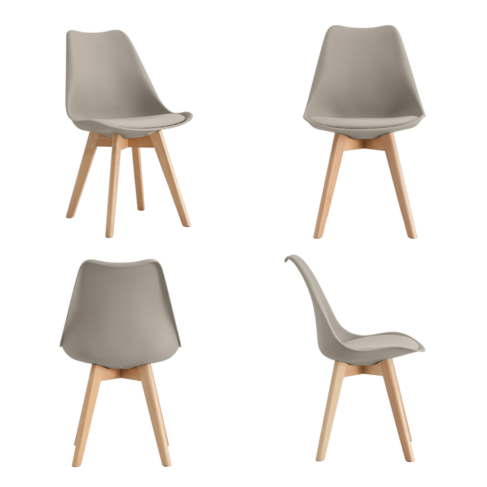 Set 4 sedie da cucina in Polipropilene con gambe in legno e cuscino in pelle PU Design ergonomico