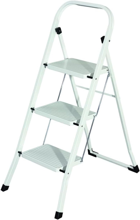 Sgabello Scala Domestica pieghevole in acciaio salvaspazio antiscivolo con gradini spaziosi