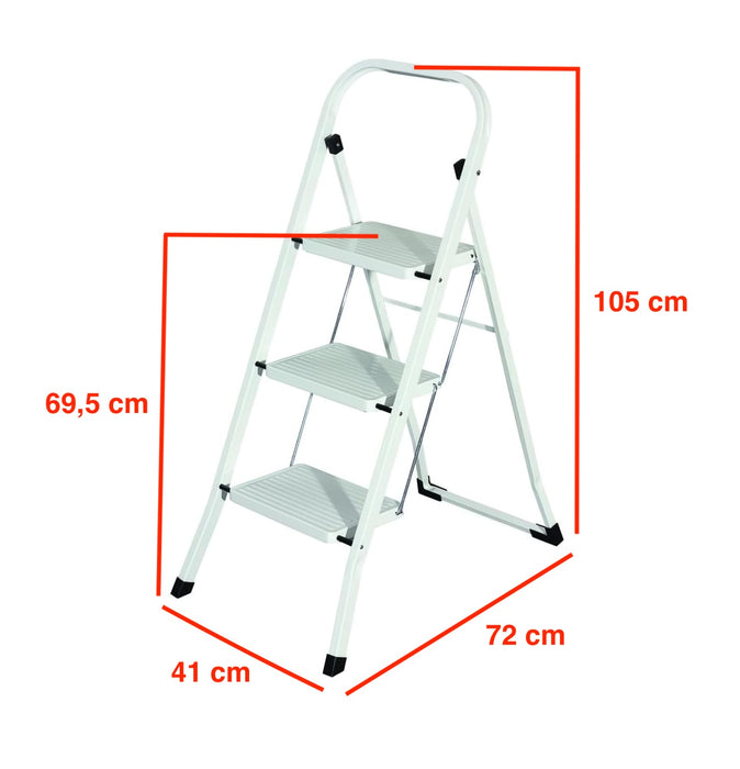 Sgabello Scala Domestica pieghevole in acciaio salvaspazio antiscivolo con gradini spaziosi