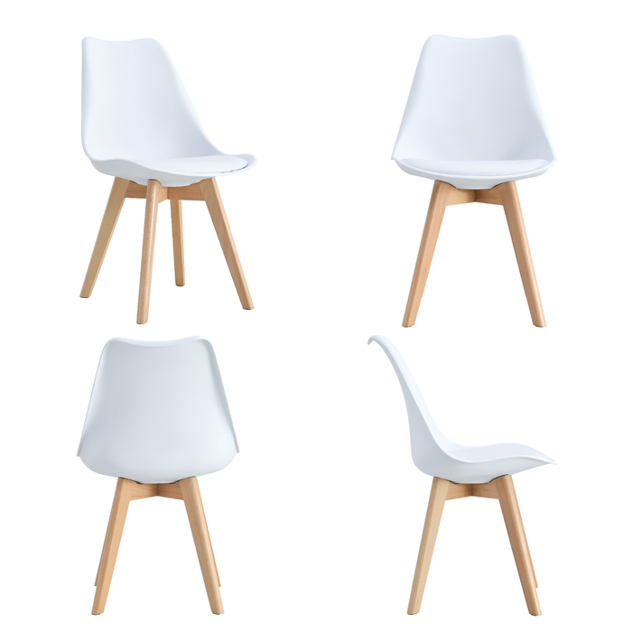 Set 4 sedie da cucina in Polipropilene con gambe in legno e cuscino in pelle PU Design ergonomico