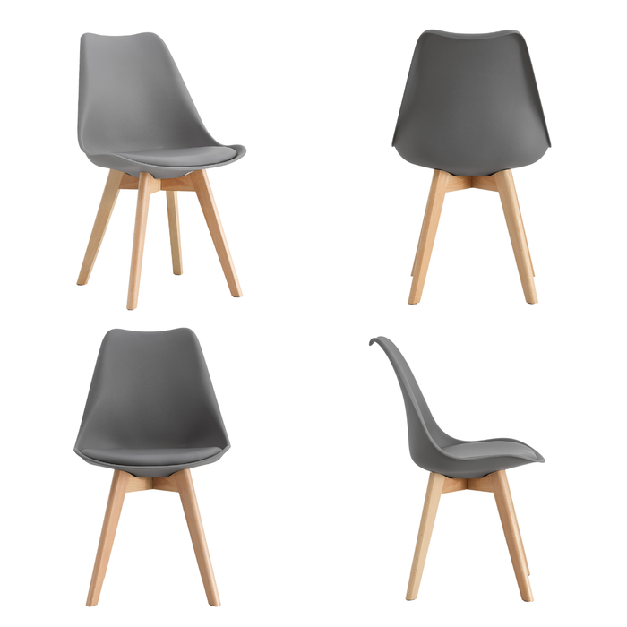 Set 4 sedie da cucina in Polipropilene con gambe in legno e cuscino in pelle PU Design ergonomico