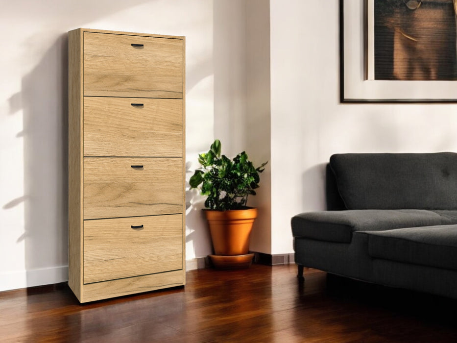 Scarpiera in Legno 4 Ante colore ROVERE Nodato Mobiletto 24 Paia 63x24x150H cm