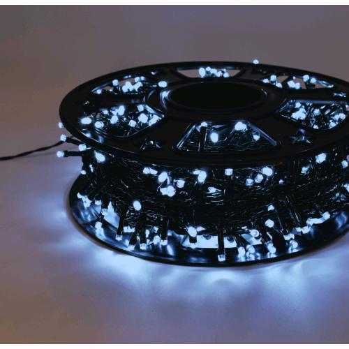 Serie Luci Natale 480 Led Bianco Ghiaccio Giochi Luce Filo 26 mt Uso Esterno D1990