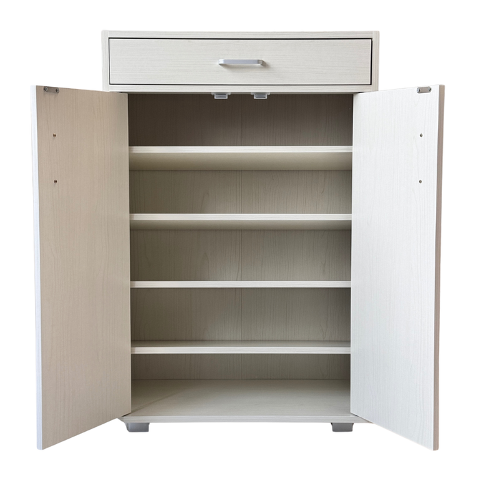 Scarpiera 4 ripiani, 2 ante, 1 cassetto in Legno melaminico 63x33x95H cm con Ripiani inclinati