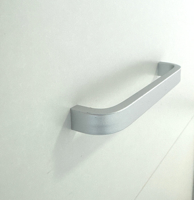 Comodino in Legno Melaminico con 2 Cassetti e Guide in Metallo, Maniglie in Alluminio Satinato