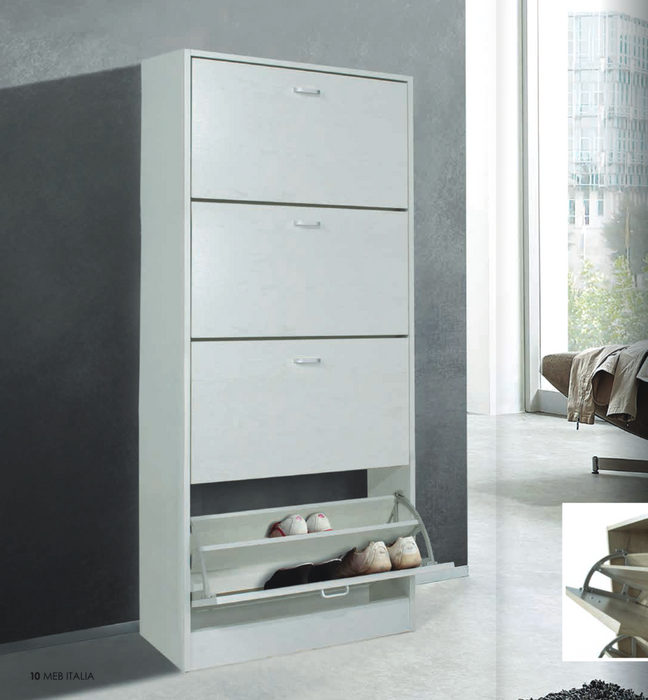 Scarpiera in Legno 5 Ante colore Bianco Nordico Mobiletto 30 Paia 63x24x185H cm (CD103-BN)