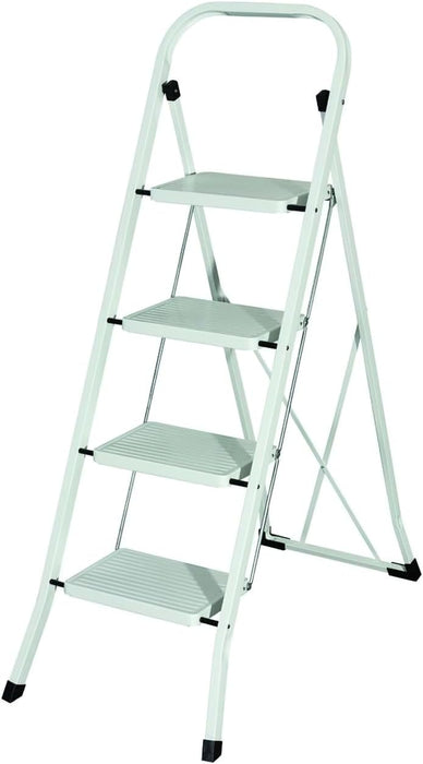 Sgabello Scala Domestica pieghevole in acciaio salvaspazio antiscivolo con gradini spaziosi