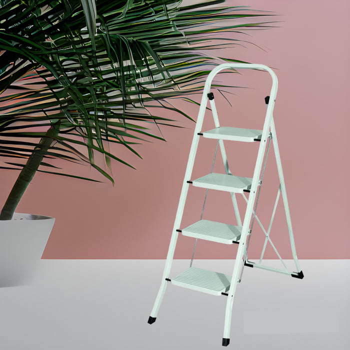 Sgabello Scala Domestica pieghevole in acciaio salvaspazio antiscivolo con gradini spaziosi