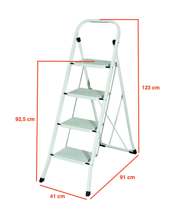 Sgabello Scala Domestica pieghevole in acciaio salvaspazio antiscivolo con gradini spaziosi