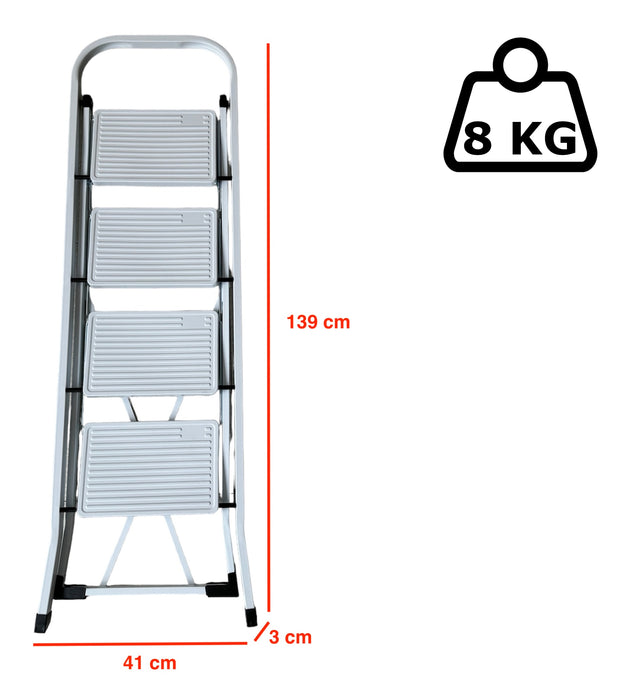 Sgabello Scala Domestica pieghevole in acciaio salvaspazio antiscivolo con gradini spaziosi