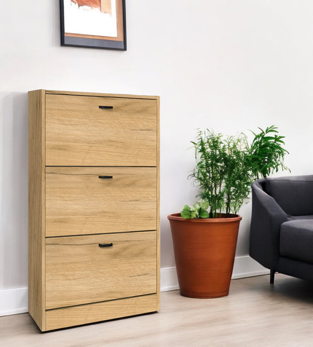 Scarpiera in Legno 3 Ante colore ROVERE Nodato Mobiletto 18 Paia 63x24x115H cm