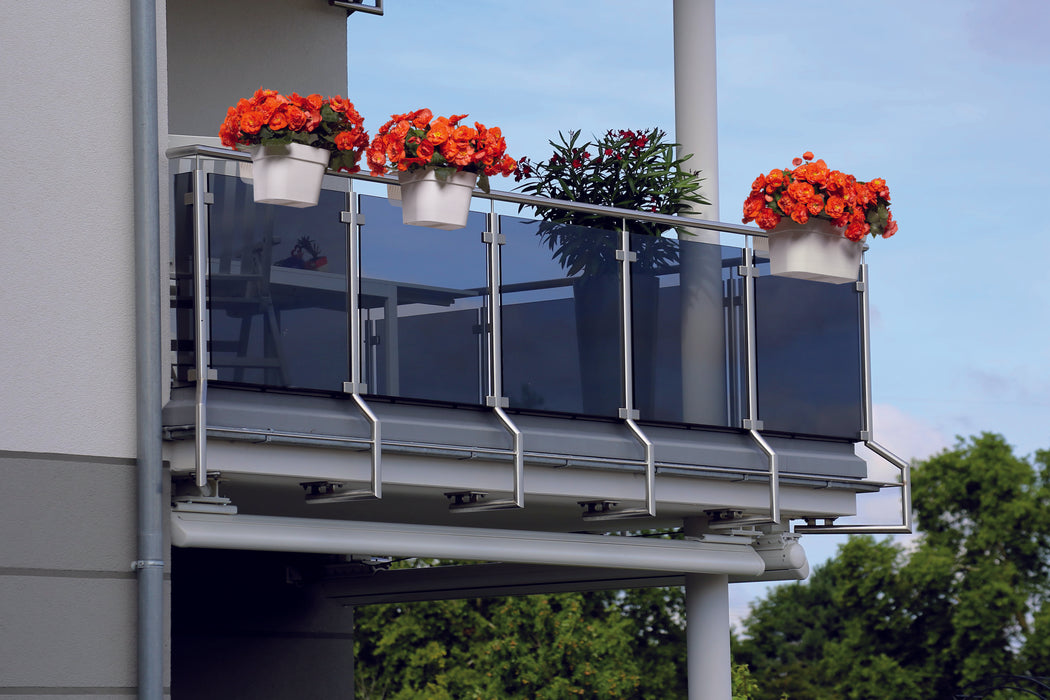 Vaso da Balcone 38x15x18H cm Balconiera Cassetta per Ringhiere e Parapetti