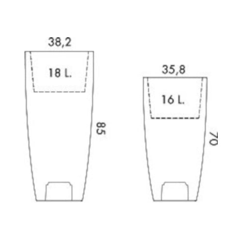 Vaso a Colonna in Plastica Opaca con contenitore cachepot estraibile