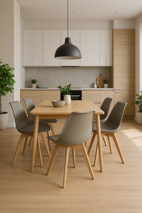 Set 4 sedie da cucina in Polipropilene con gambe in legno e cuscino in pelle PU Design ergonomico