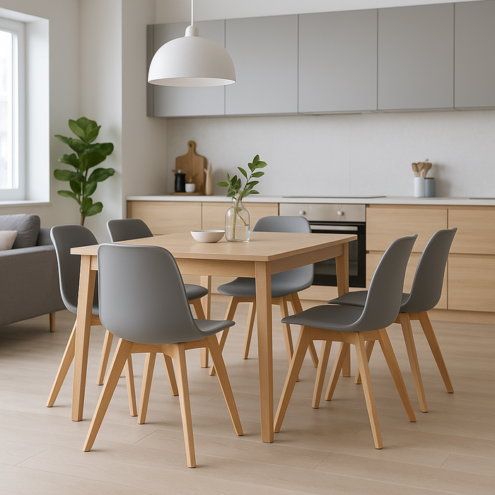 Set 4 sedie da cucina in Polipropilene con gambe in legno e cuscino in pelle PU Design ergonomico