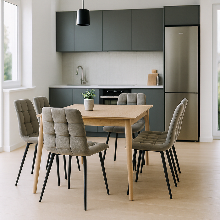 Set 4 Sedie da pranzo imbottite in Velluto, gambe in metallo 44x54x87 cm Schienale trapuntato