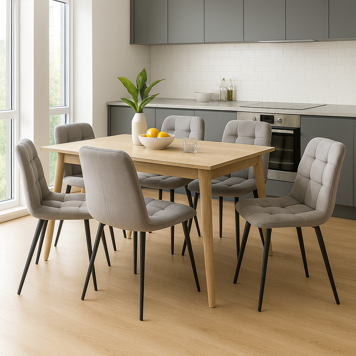 Set 4 Sedie da pranzo imbottite in Velluto, gambe in metallo 44x54x87 cm Schienale trapuntato