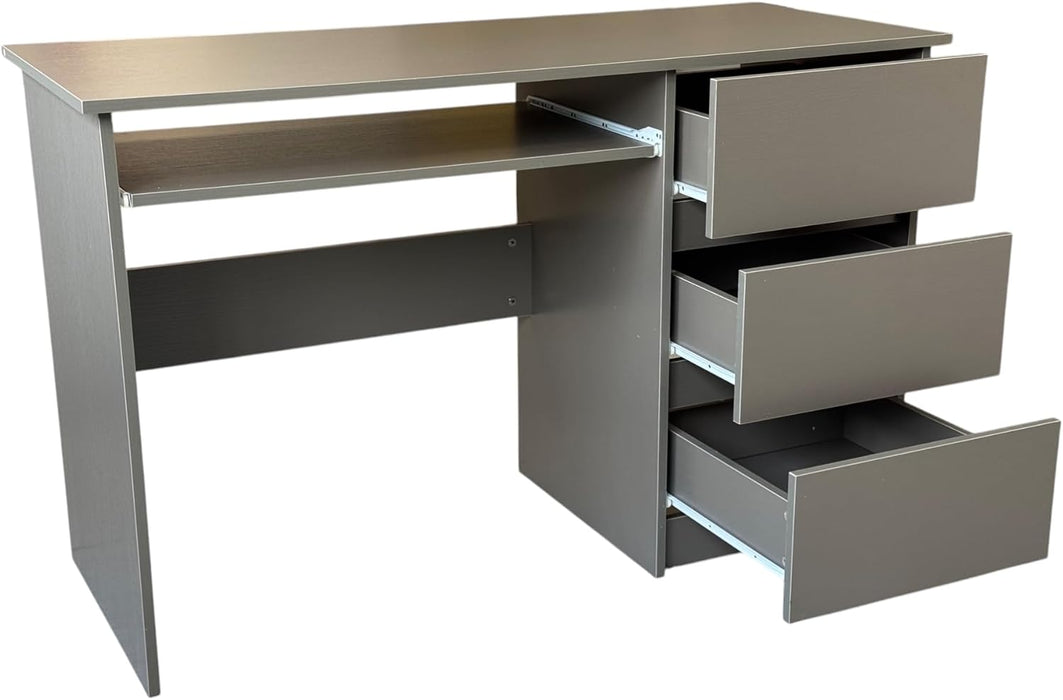 Scrivania in Legno Melaminico con 3 Cassetti e Vano Porta Tastiera L120xP50x75H cm
