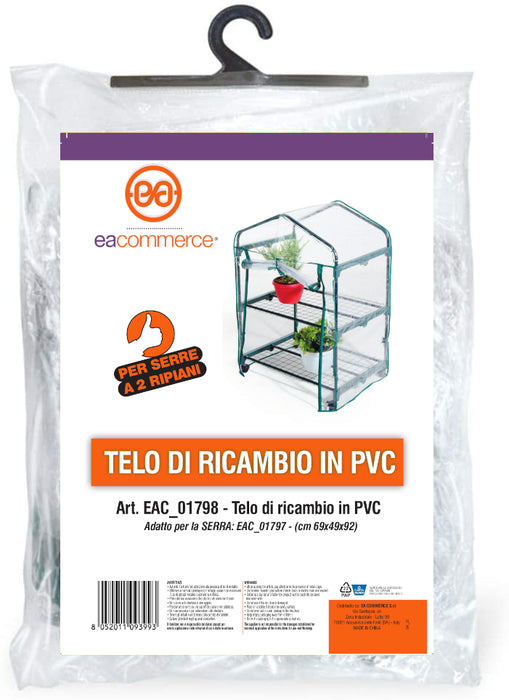 Telo Di Ricambio In PVC Per Serra Da Giardino 4 Ripiani - Copertura Impermeabile 69x49x157 Cm Con Cerniera - Foto 4