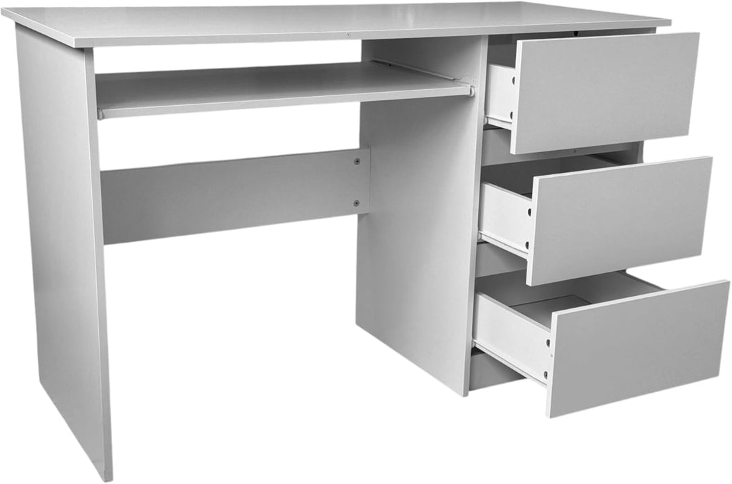 Scrivania in Legno Melaminico con 3 Cassetti e Vano Porta Tastiera L120xP50x75H cm