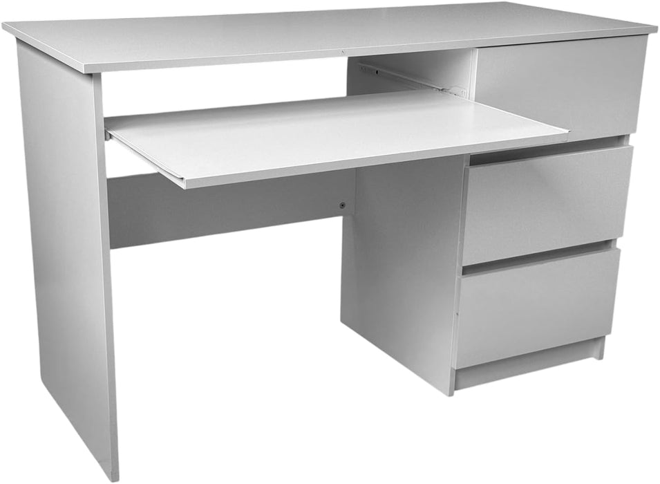 Scrivania in Legno Melaminico con 3 Cassetti e Vano Porta Tastiera L120xP50x75H cm