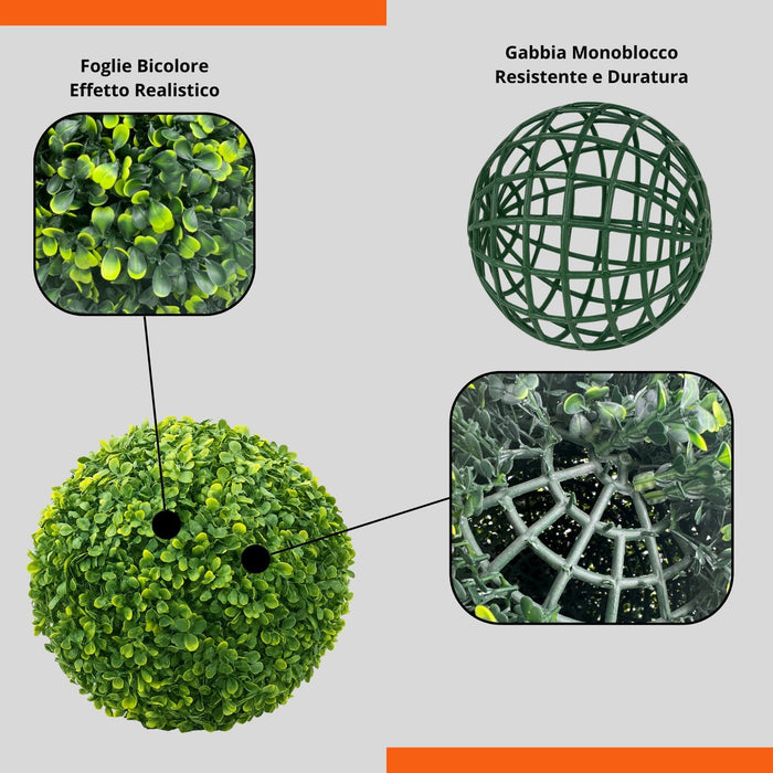 Sfera di Bosso Sintetica Palla Artificiale Buxus Arredamento da Giardino Colore Verde