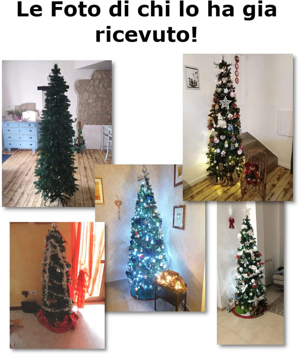 Albero di Natale Slim Folto Verde Rami in PVC con Apertura ad Ombrello Salvaspazio