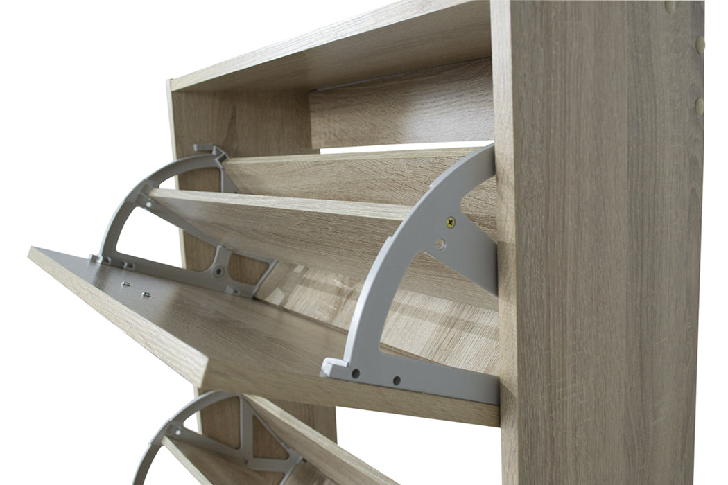 Scarpiera in Legno 4 Ante colore ROVERE Mobiletto 24 Paia 63x24x150H cm